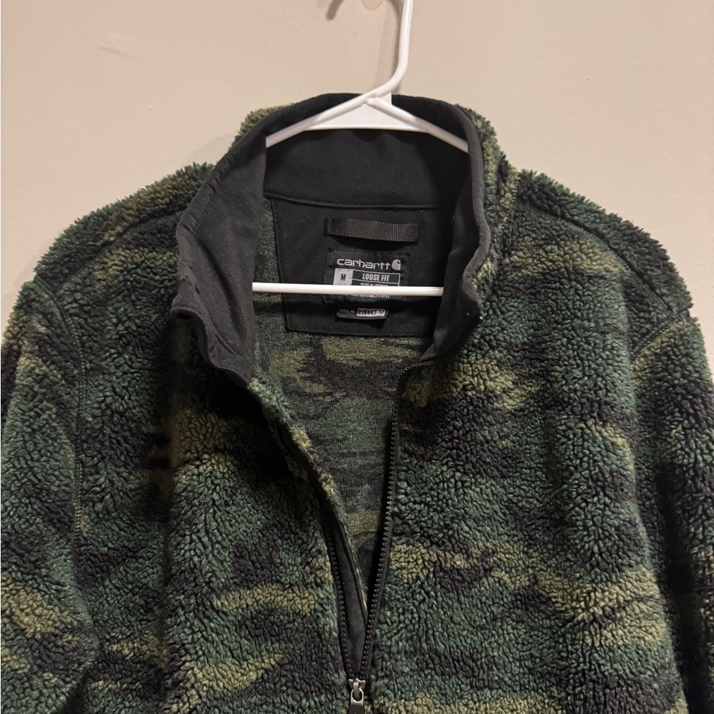 Carhartt Men's Green Camo Zip-Up Sweater View 3